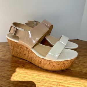 Calvin Klein Cream & Nude Rose Platform Wedges